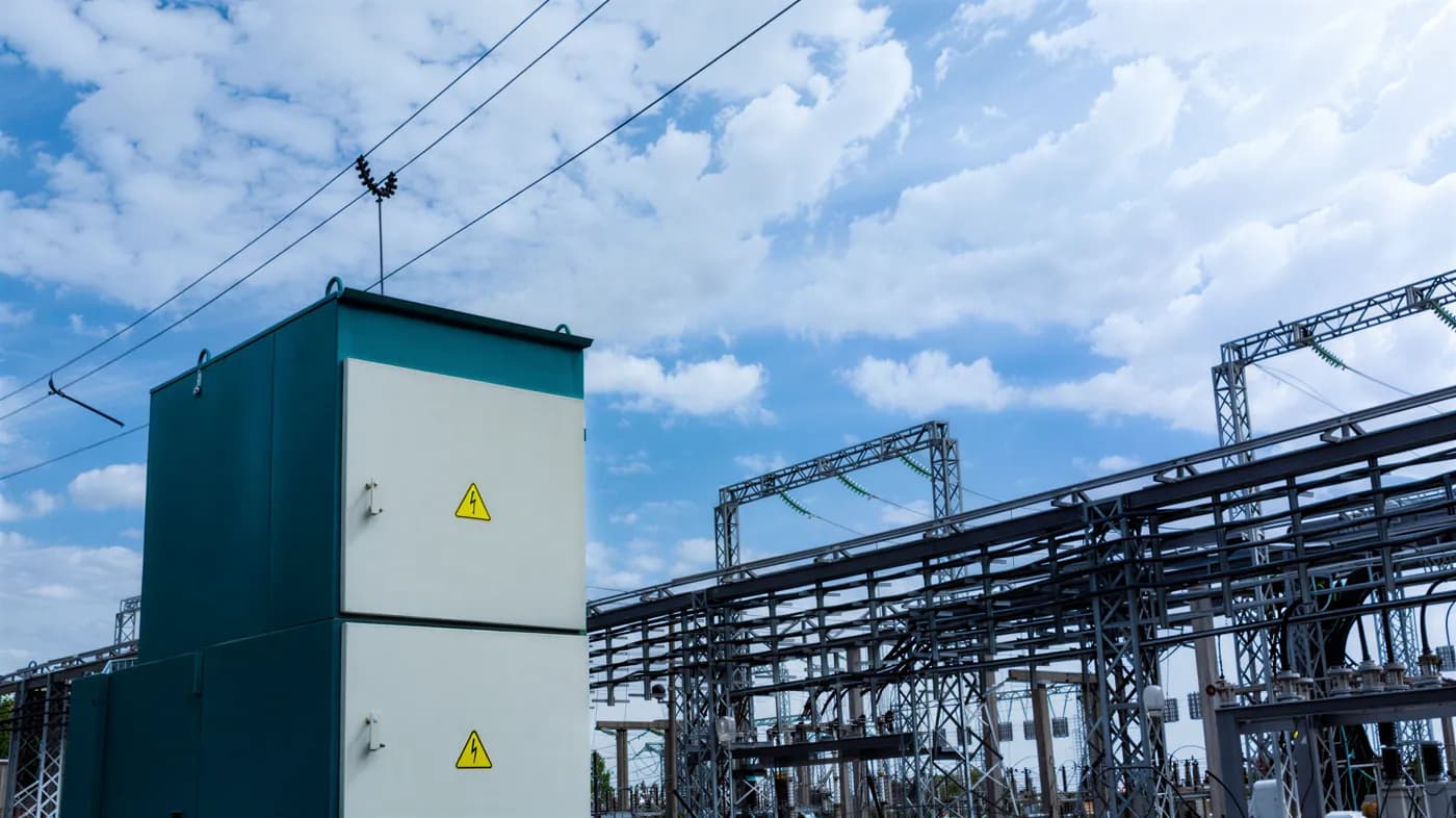 Electrical switchgear beside a power substation